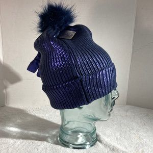 American Navy Mixit Purple Over Blue Knit Hat With Open Fingers